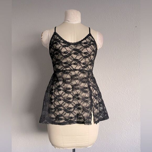 Victorias Secret Y2k Black Mesh Slip Dress Size M - Picture 1 of 8